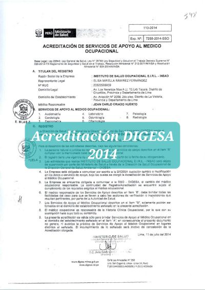 INSAD-Acreditacion DIGESA