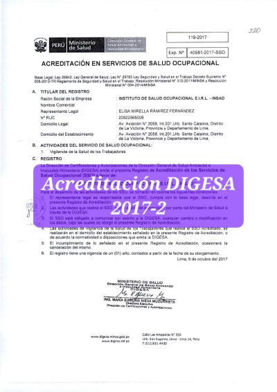 INSAD-Acreditacion DIGESA