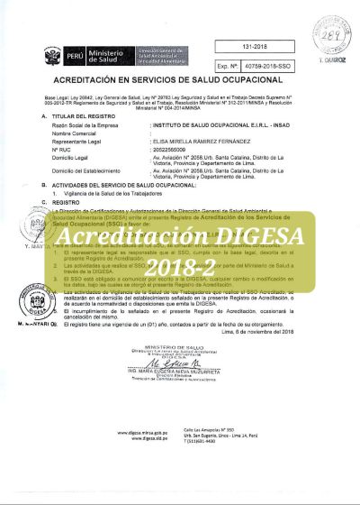 INSAD-Acreditacion DIGESA