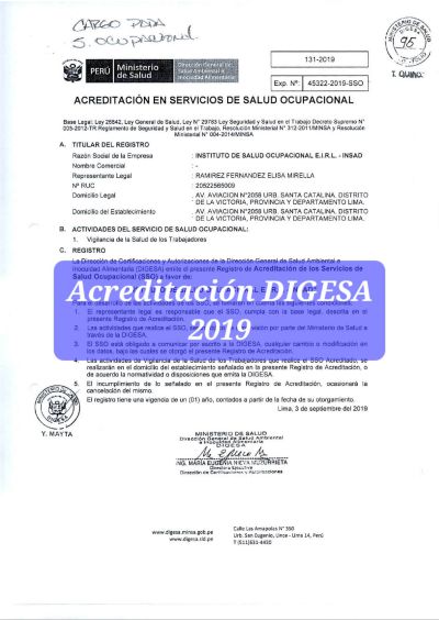 INSAD-Acreditacion DIGESA